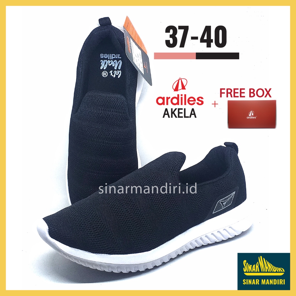 Sepatu Santai/Olahraga/ Slip On Ardiles Akela Wanita Trendy Keren Hitam/Merah Jambu 37-40 Original