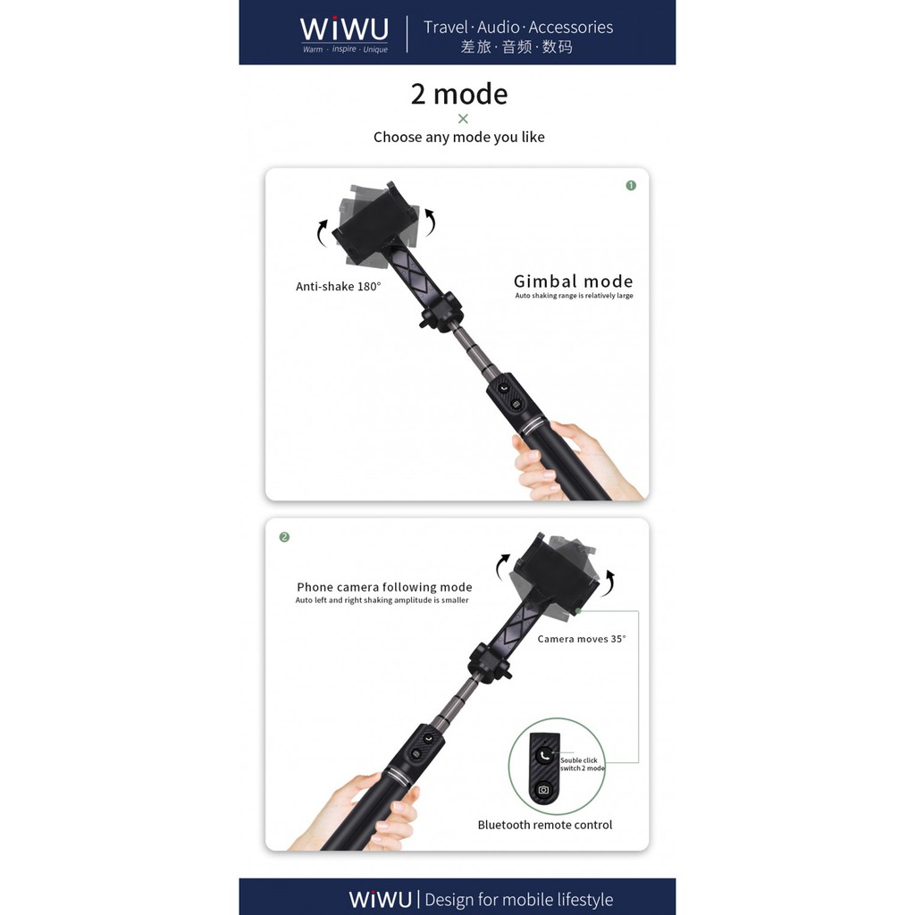 AKN88 - WIWU TGS-301 - Tripod Gimbal Selfie Stick