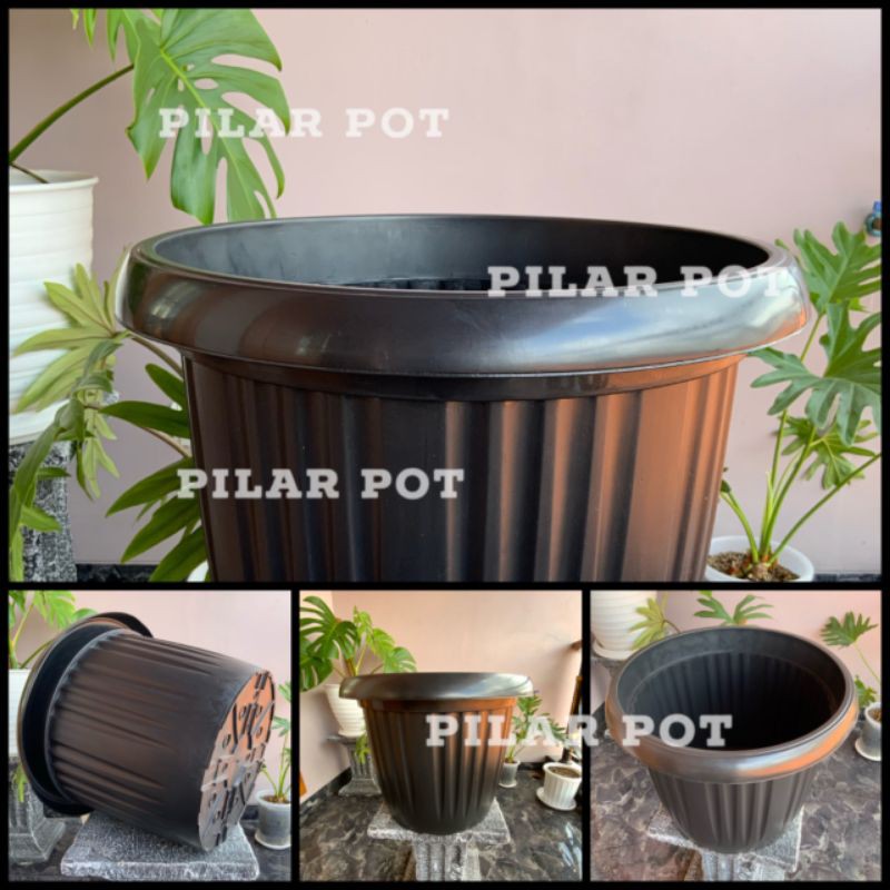 Pot bunga plastik hitam GRACE 45cm