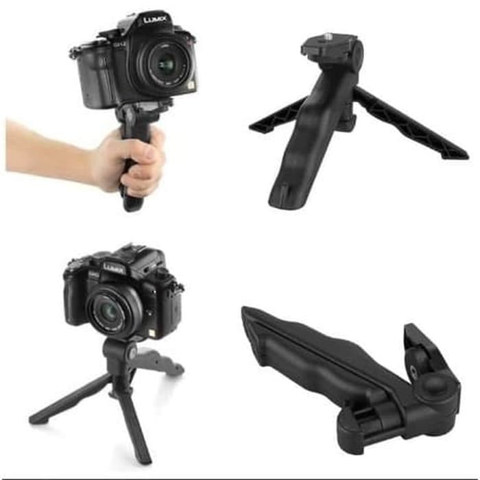 Tripod Handle Mini Gagang Portable Tripod Folding 2 in 1 HP Smartphone