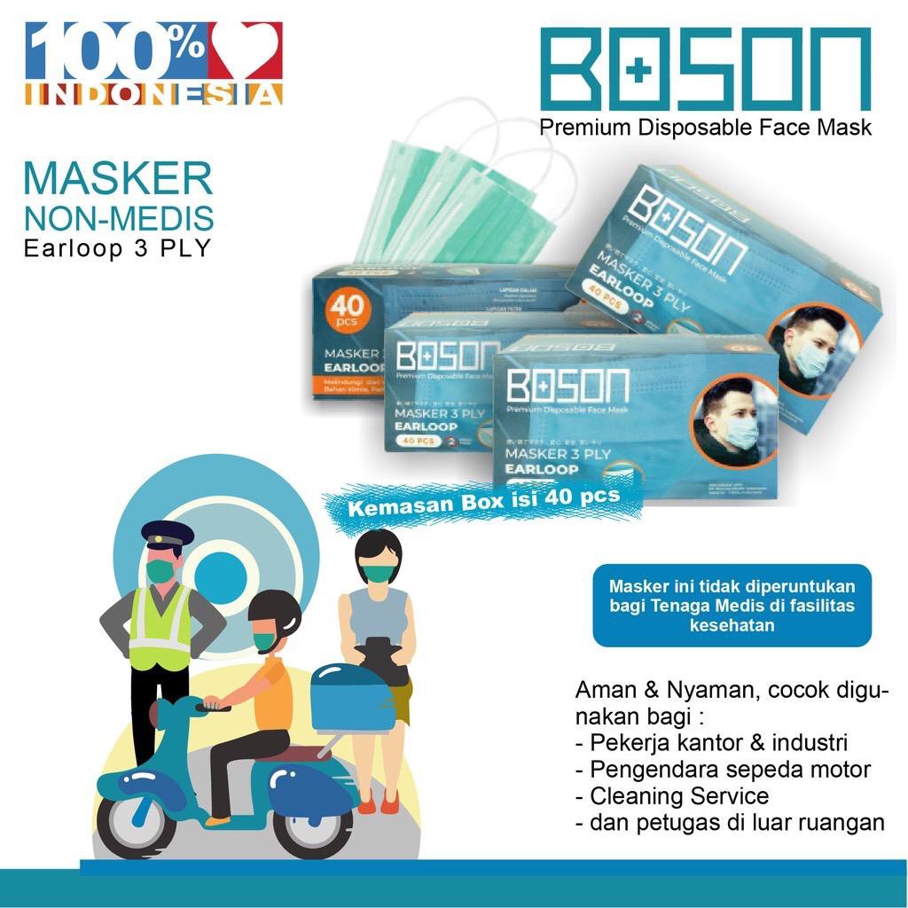 Masker Boson Erloop Tali Telinga Non Hijab / BOSON Masker Earloop 3 Ply Non-Medis