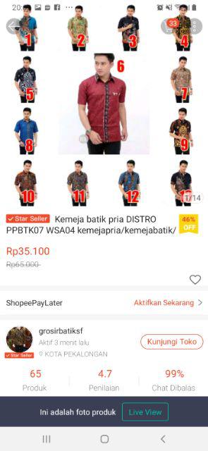 Kemeja Batik Pria Distro Ppbtk07 Wsa04 Kemejapria/kemejabatik/batikmurah Hrb026 Batik Notoarto Bysf2