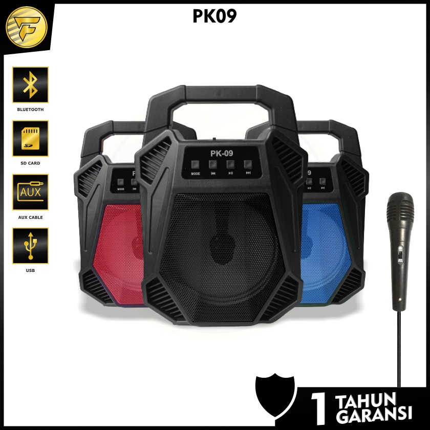 Speaker Bluetooth KARAOKE 6,5&quot;inch besar dengan MIC speaker LED wireless PK-07 09 10 original