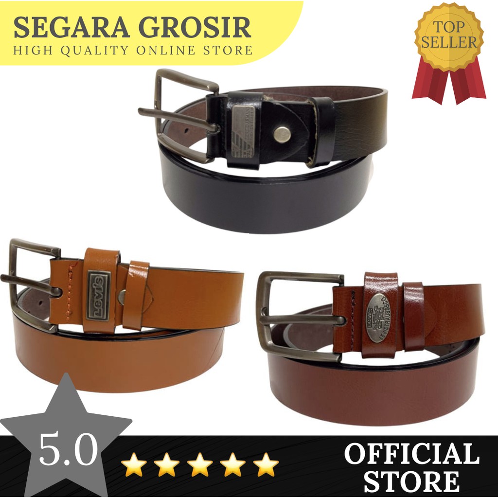 IKAT PINGGANG PRIA KULIT PREMIUM LEATHER MODEL TUSUK JARUM GESPER MEN BELT KANTOR KEMEJA FORMAL