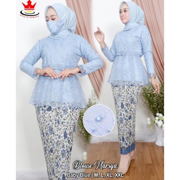 Ade> Realpict Set Kebaya Marsya / Kebaya Tulle Bordir / Outfit Kebaya Pesta / Kebaya Wisuda Modern