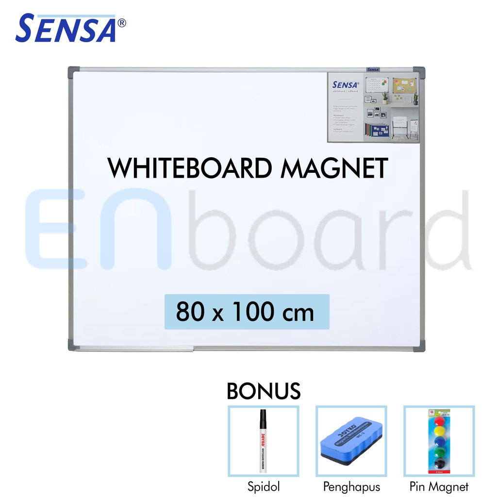 

Papan Tulis Whiteboard / White Board Gantung Magnet Single Face Sensa 80 x 100 cm