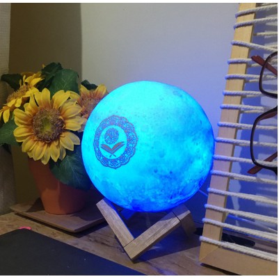 Lampu Bulan 3D Al Quran Alquran Speaker Digital Bluetooth with Remote 7 Color Speaker Murottal Alquran Lampu Tidur