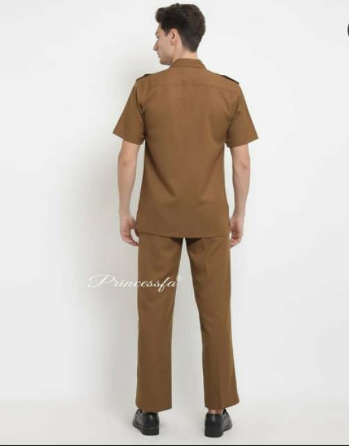 Seragam PNS/PEMDA  Seragam Safari Pria / Lengan Pendek Coklat Tua