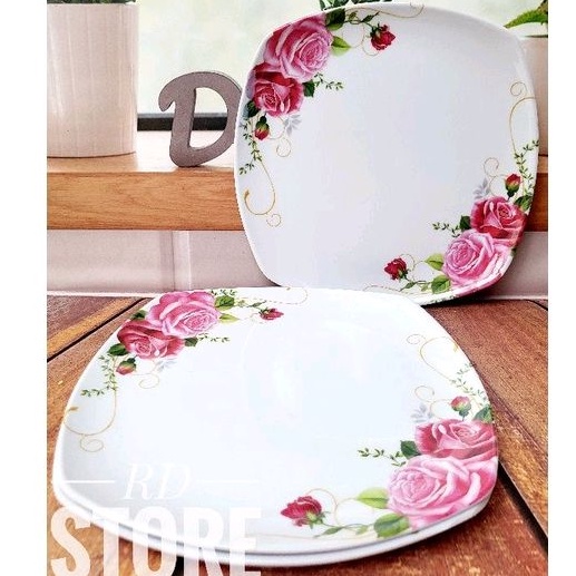 PROMO 3.PCS PIRING KOTAK PESEGI MOTIF ROSE MELAMINE