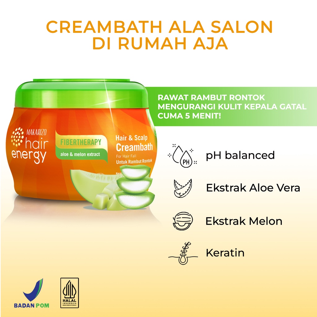 PAKET ISI 2 - Makarizo Hair Energy Fibertherapy Hair & Scalp Creambath Aloe & Melon 500 mL-2