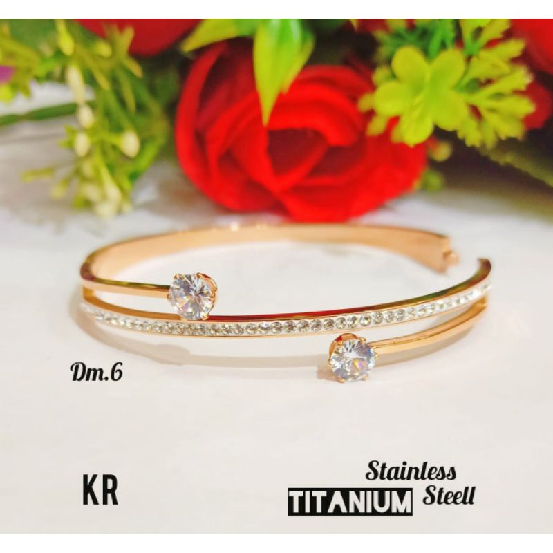 PERHIASAN WANITA TITANIUM ASLI ANTI LUNTUR ANTI KARAT 24K WARNA GOLD DAN ROSEGOLD