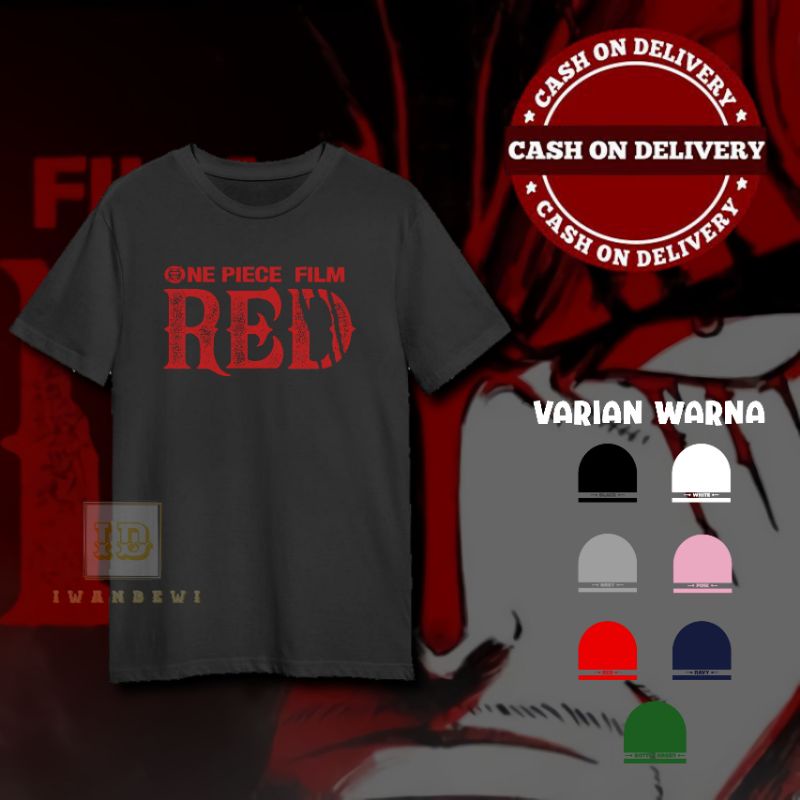 Baju kaos dewasa katun one piece movie red viral/murah/pendek/COD / Kaos dewasa one piece red unisex
