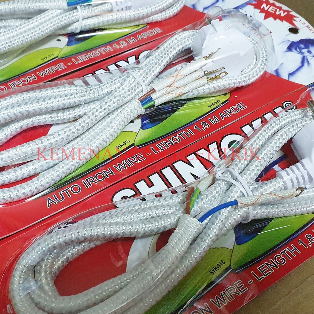 KABEL SETRIKA / GOSOKAN SHINYOKU UNIVERSAL KEPALA ARDE BULAT 1,8M 3 KABEL