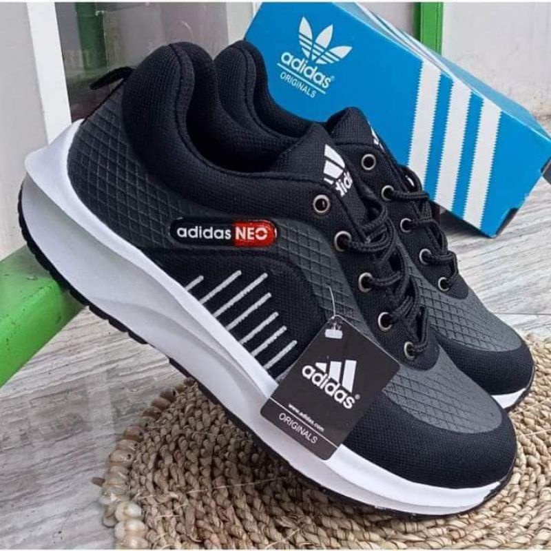 sepatu sport cewek/sepatu senam/sepatu joging-Hitam abu