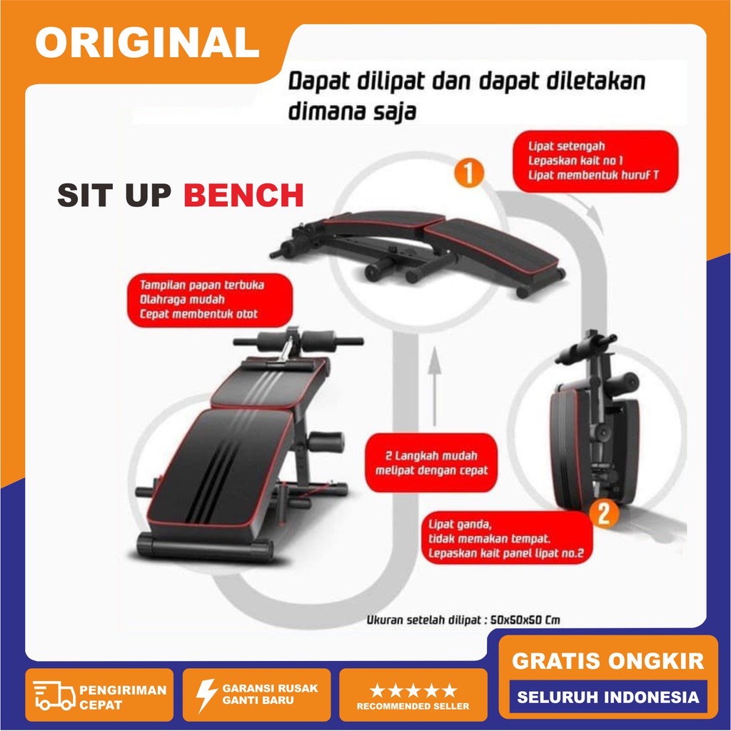 Alat kursi fitnes Gym olahraga sit up portable bench press 2 in 1 Papan Situp adjustable