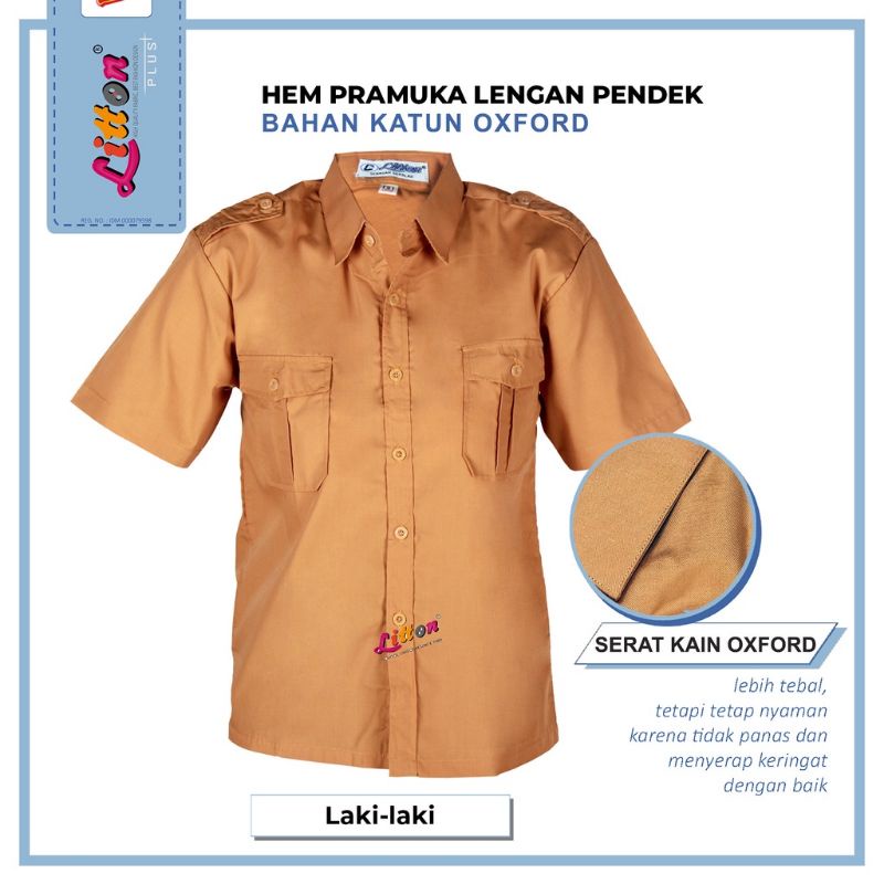 LITTON Seragam Sekolah Pramuka Laki Laki OXFORD  Coklat SD SMP SMA / Baju Pramuka Nasional