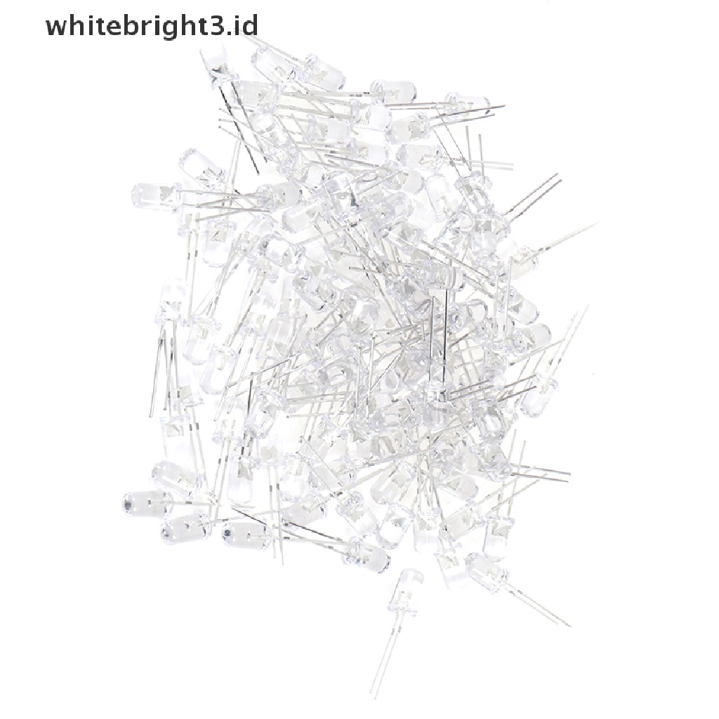 (whitebright3.id) 100 Pcs Lampu LED 5mm Warna Putih / Hijau / Merah / Biru / Kuning