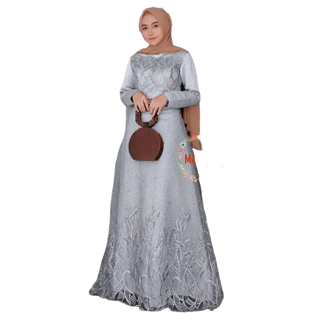 GAMIS BRUKAT TERBARU | MAXI DRESS AURA SAHITA | DRESS BROKAT TULLE LENGKAP DENGAN ANAK