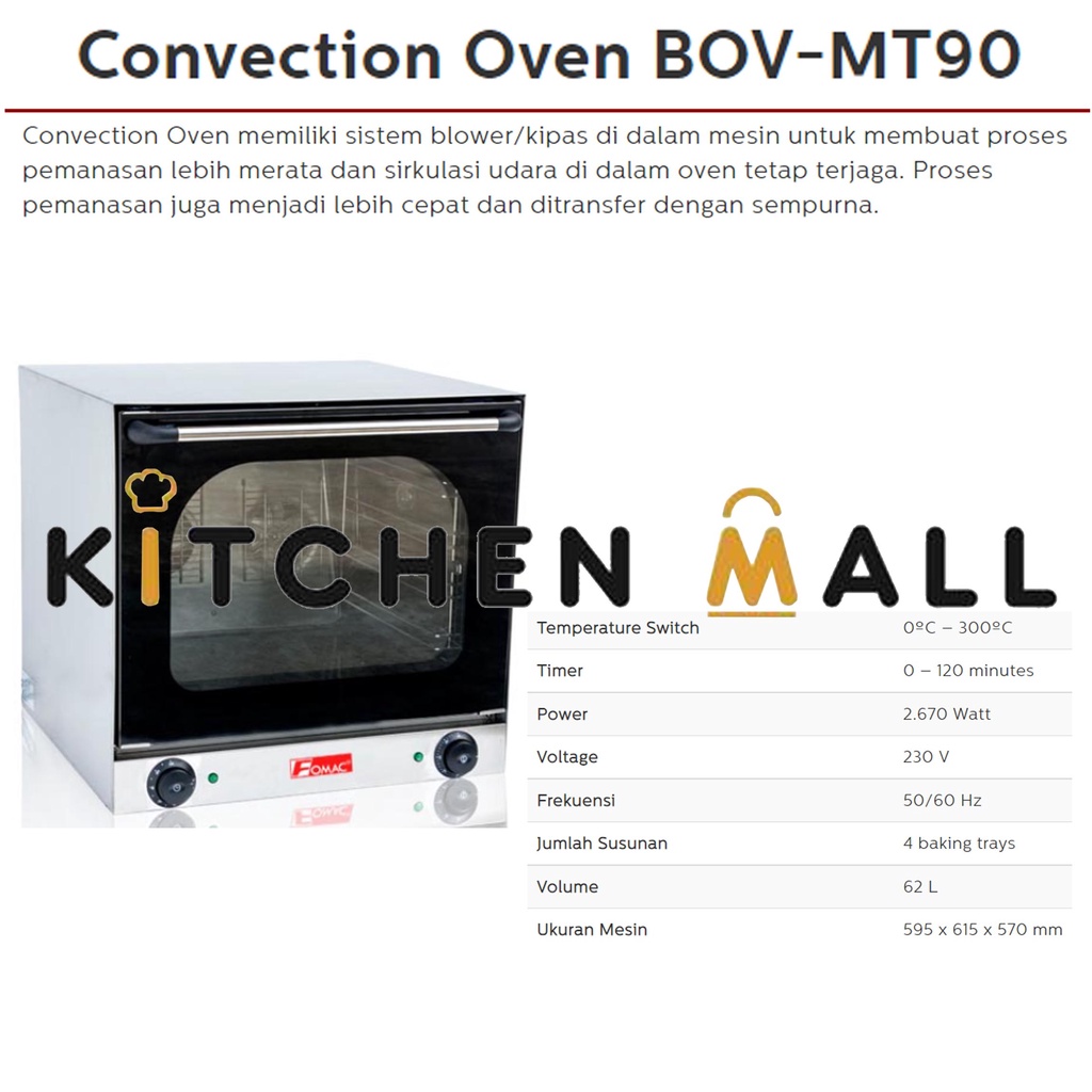 FOMAC BOV-MT90 OVEN PEMANGGANG ROTI (LISTRIK) / CONVECTION OVEN