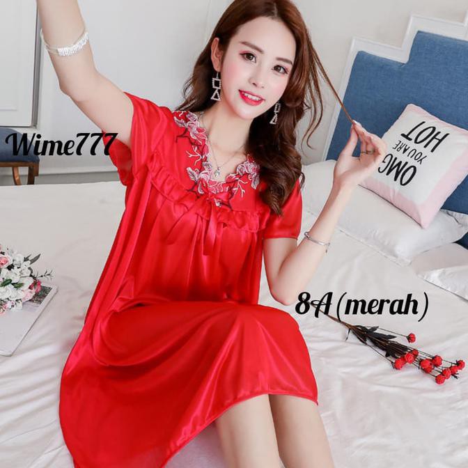 Ready-Dong Daster Jumbo Bunga Panjang Baju Tidur Piyama Lingerie Sexy - Ungu Muda