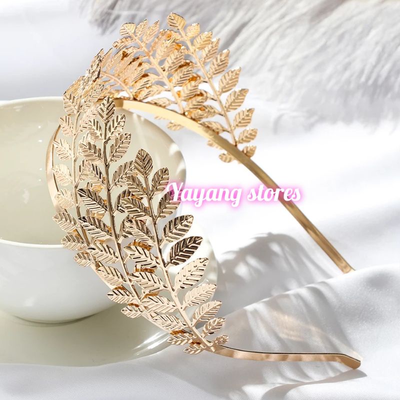 Mahkota daun emas / Headpiece Tiara Aksesoris Hiasan Kepala daun Yunani Romawi Bridal Pengantin