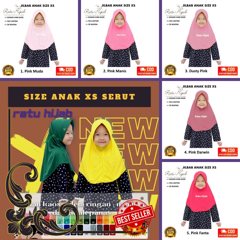 Hijab Jilbab Kerudung Krudung Bergo Anak Sekolah Putih Perempuan Dewasa Motif Bahan Kaos Sd Smp Segi