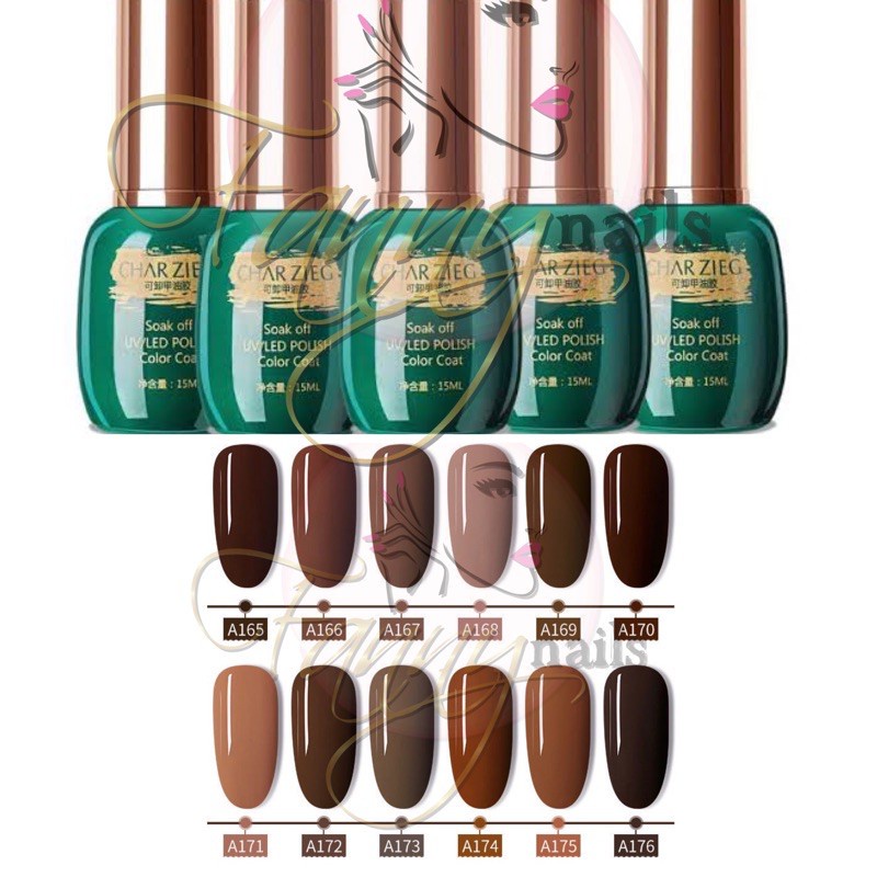 CHARZIEG GEL POLISH 15ml  BROWN SERIES soak off gel polish kutek kutex gel tahan 2 bulan nail art