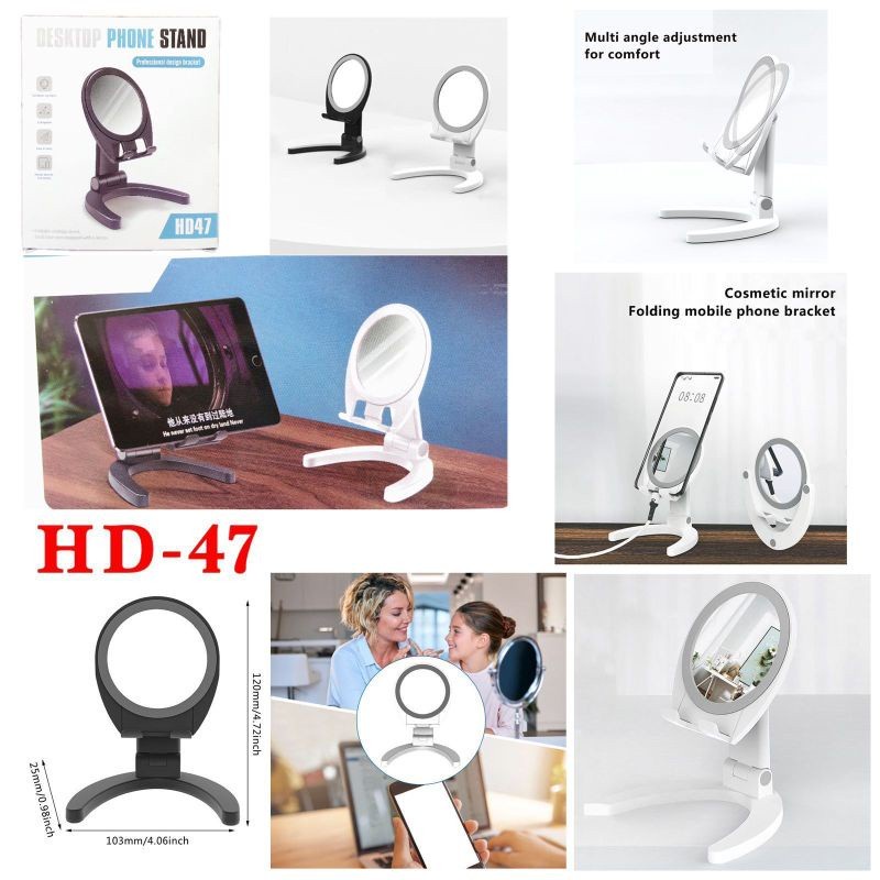 Holder Hp HD-47 cermin / Phone Holder Hp folding stand Dudukan Handphone Meja HD 47 phone holder holder di meja