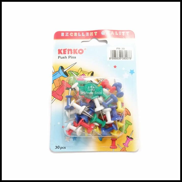 

Push Pins Kenko Pn 30 Paku Tusuk Warna Warni 1 Pack Isi 30 Buah