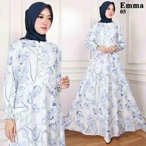 gamis modis maxi emma putih noma fashion wanita dres gamis muslim