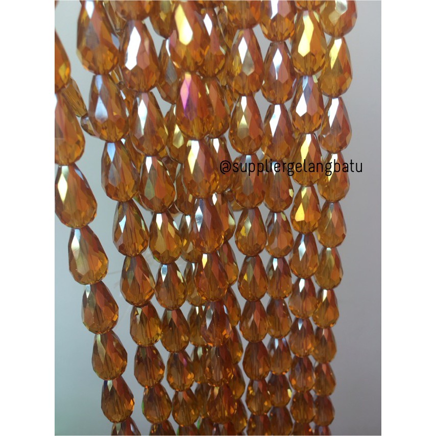 kristal Tetes ceko 15mm x 10mm GOLD WINE bahan gelang kalung PREMIUM aksesoris bahan craft trending