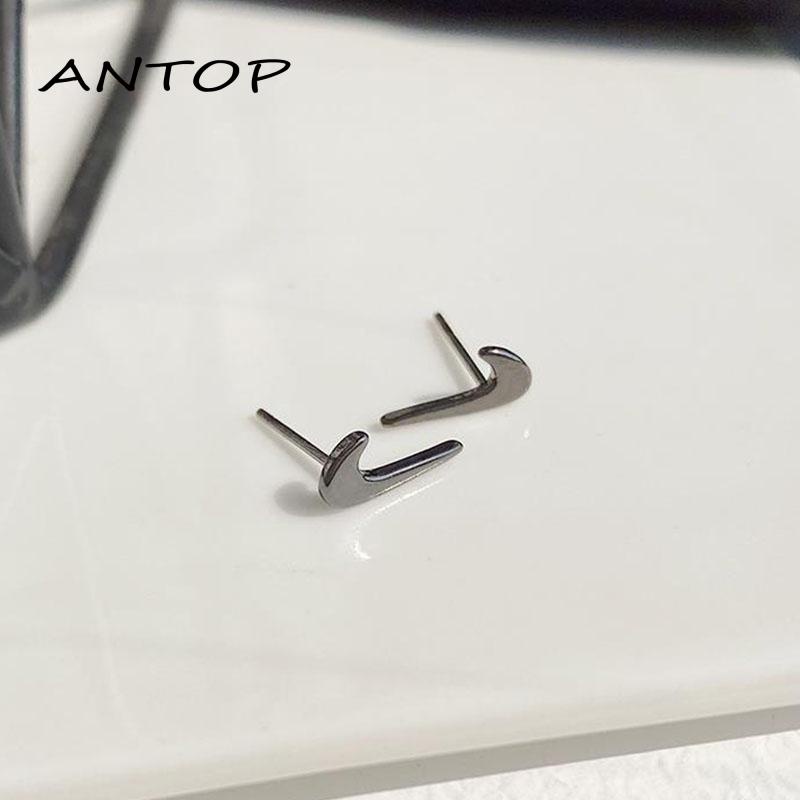 2 Pcs/set Anting Titanium Anti Karat Tusuk Benar Kait Dingin Hip Hop Earrings ANTOP