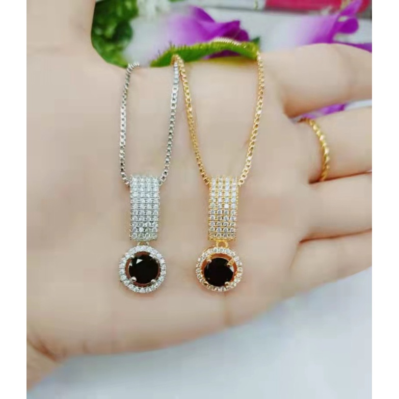 Kalung xuping permata putih&amp;hitam lapis emas A,B