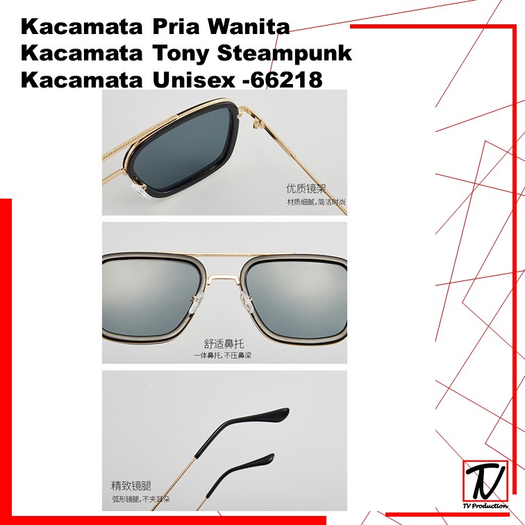 Kacamata Tony Stark Pria /Wanita  Viral Kacamata Tony Stark Steampunk HD Polarized Sunglasses -66218