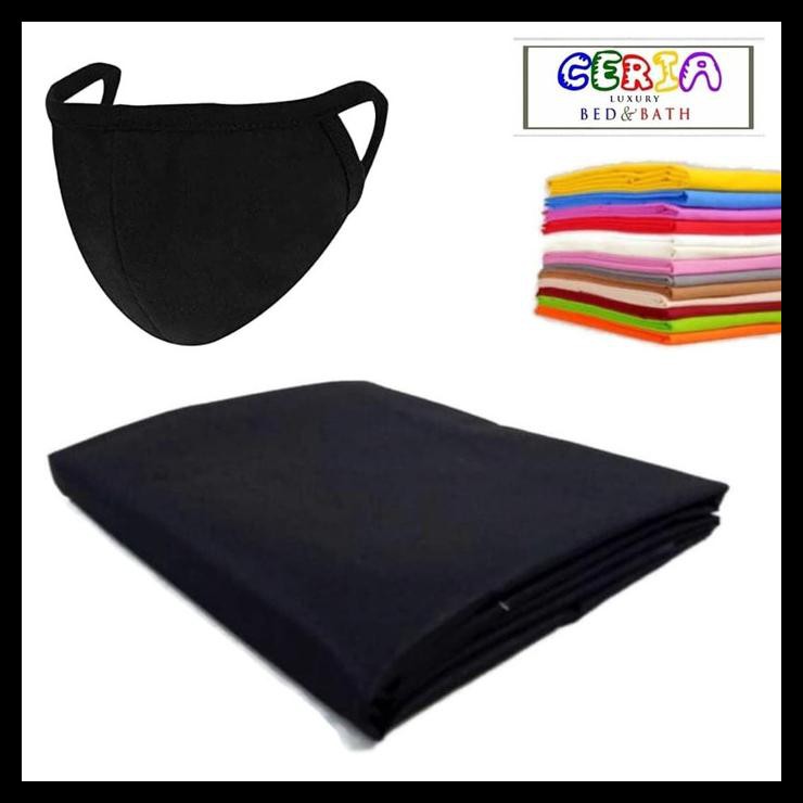 BEST SELLER Kain Masker Meteran Bahan Katun Lembut Polos Lebar 240 Cm - Hitam