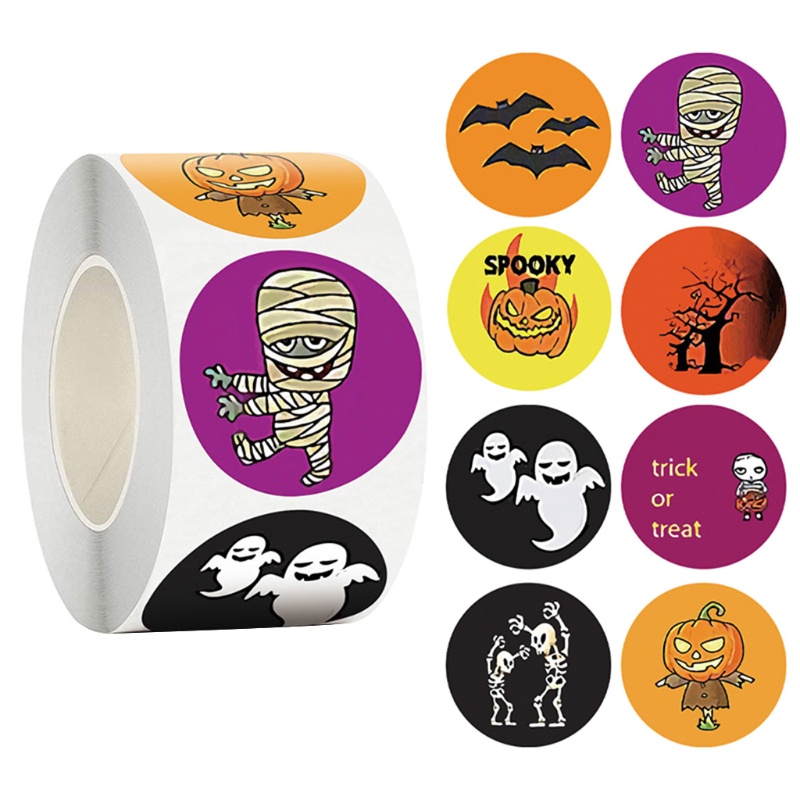 500 Pcs / Roll Stiker Label Kotak Hadiah Untuk Halloween