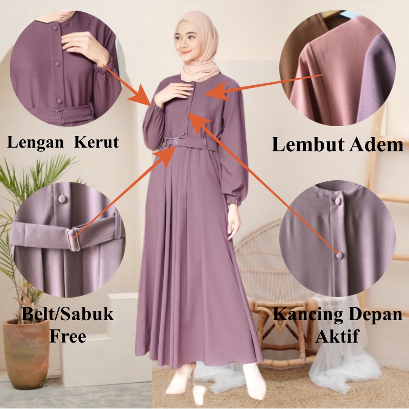 Baju Gamis Polos Premium /Gamis Hitam Remaja Wanita Murah All Size Terbaru-2