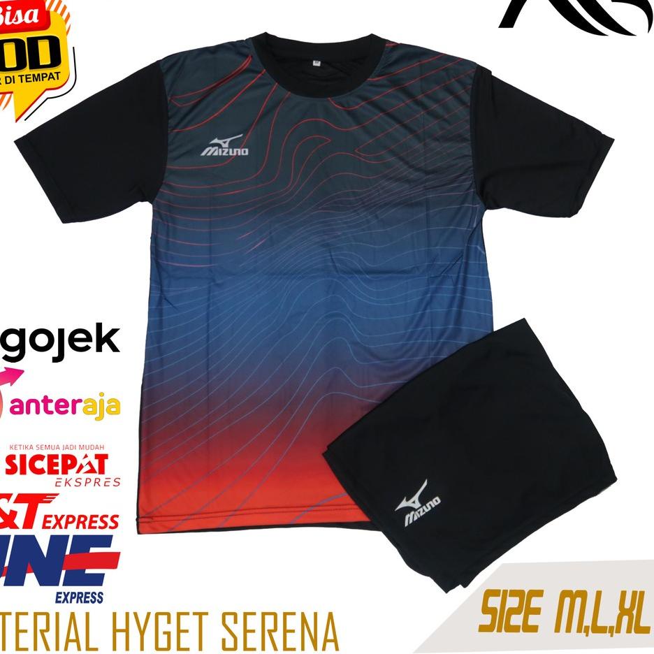 1 SET PAKAIAN OLAHRAGA PRIA WANITA BAJU FUTSAL BAJU BADMINTON BAJU VOLLY MIZUNO GROSIR