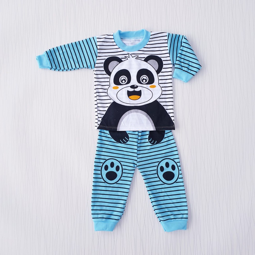 setelan piyama anak unisex cewe  cowo salur panda