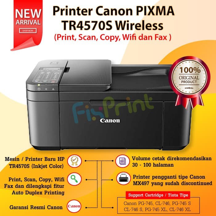 Printer Canon Pixma Tr4570s Print Scan Copy New Garansi Resmi Fsnew989 Shopee Indonesia