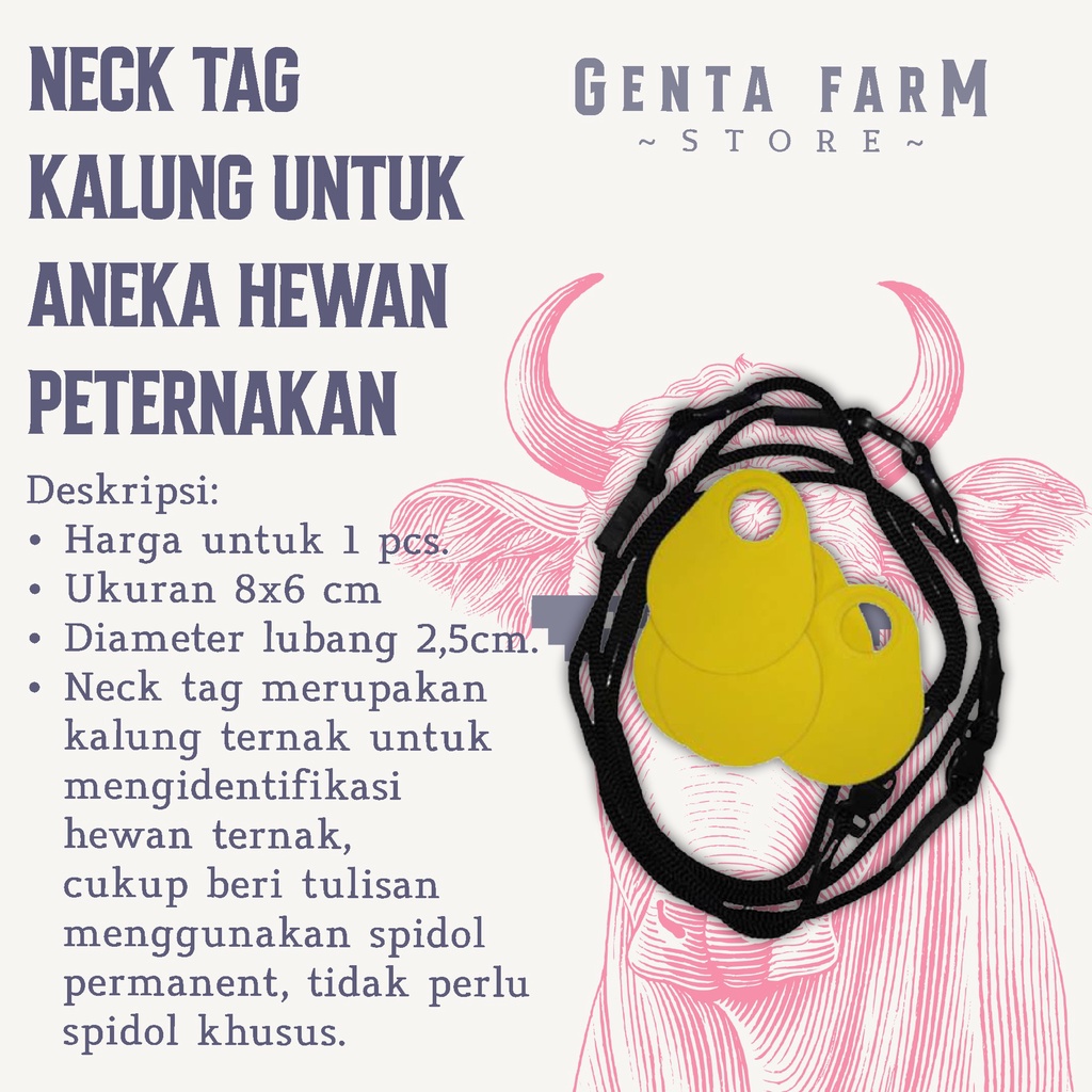 Neck Tag Kalung Kerbau Sapi Kambing Domba Babi Kalung Necktag Hewan Ternak