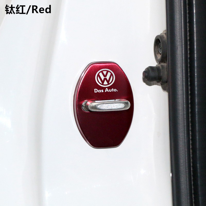 4Pcs cover Pelindung Kunci Pintu Mobil Logo Volkswagen Bahan Stainless Steel