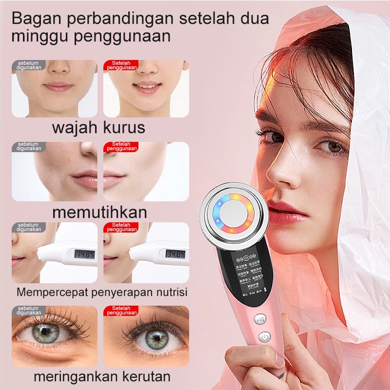 AmazeFan Alat Setrika V Shape Thin Face Lift Wajah Pemijat Pemutih Wajah Facial Anti Aging Sheet Mask Perawatan Lifting Massager Mesin rf Anti-wrinkle LED Everwhite Foton Wajah Perangkat Kecantikan