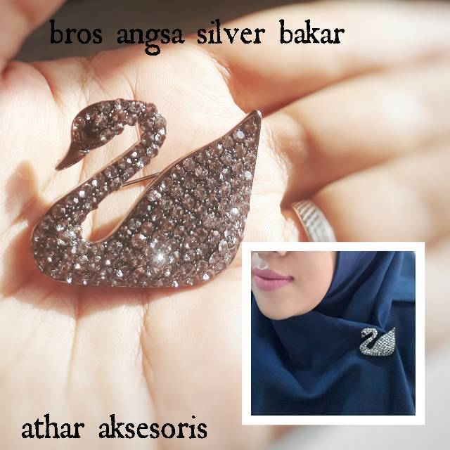 Brooch swan / fashion aksesoris bros angsa permata kristal diamond imitasi import premium