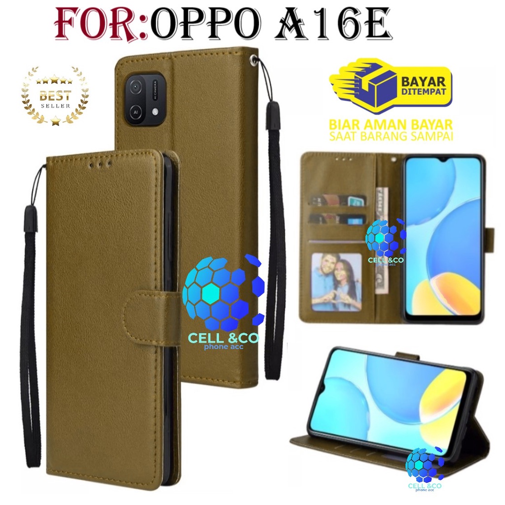 OPPO A16E CASE FLIP LEATHER WALLET PREMIUM FLIP CASE BUKA TUTUP KESING HP CASING FLIP CASE WALLET OPPO A16E