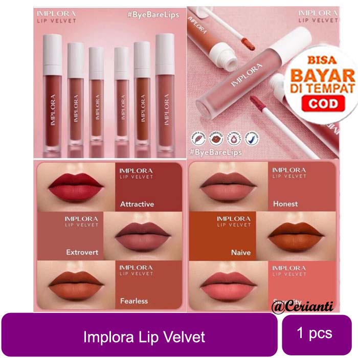 IMPLORA Lip Velvet 4,6 gram | Lip Cream | Lipstik | Lipvelvet | BPOM HALAL kosmetik bibir_Cerianti