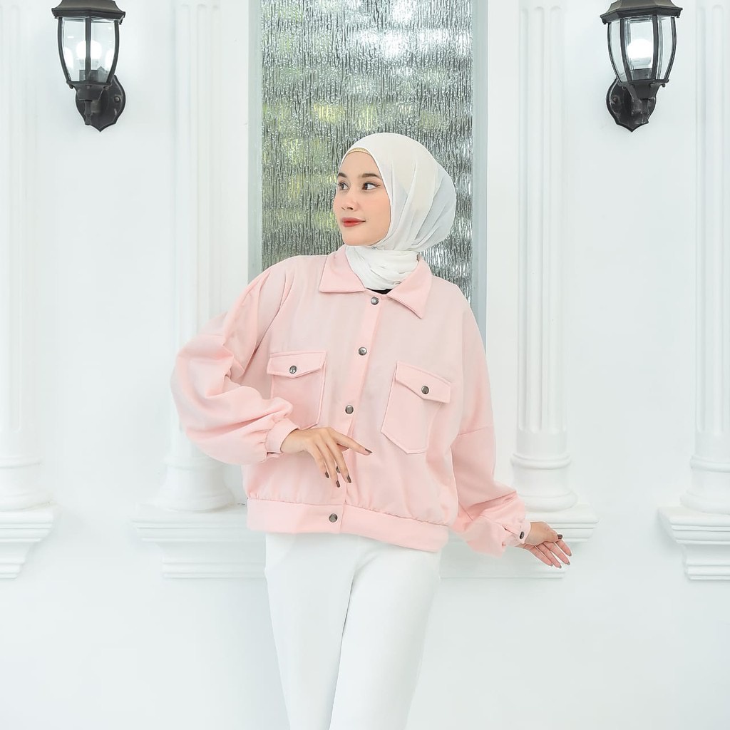 Jaket Wanita Olin Button Fleece Lembut Tebal