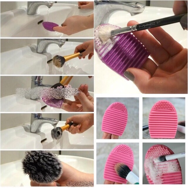 Brush Egg Pad silikon pembersi kuas make up
