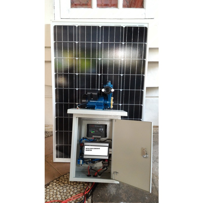 PAKET POMPA AIR TENAGA SURYA 120W SOLAR PANEL 200WP BATT 7 AH