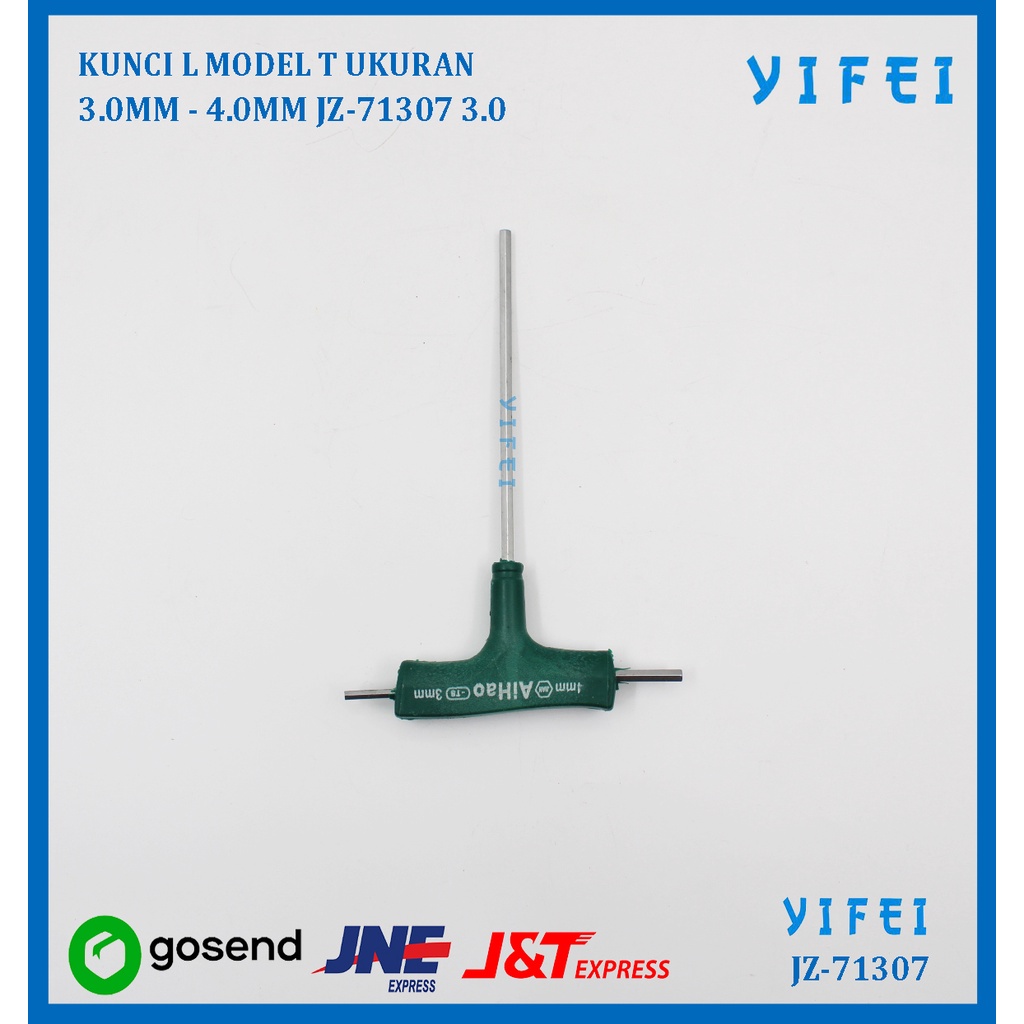 KUNCI L MODEL T UKURAN 3.0MM - 4.0MM HEXAGON SCREW YIFEI-71307 3.0